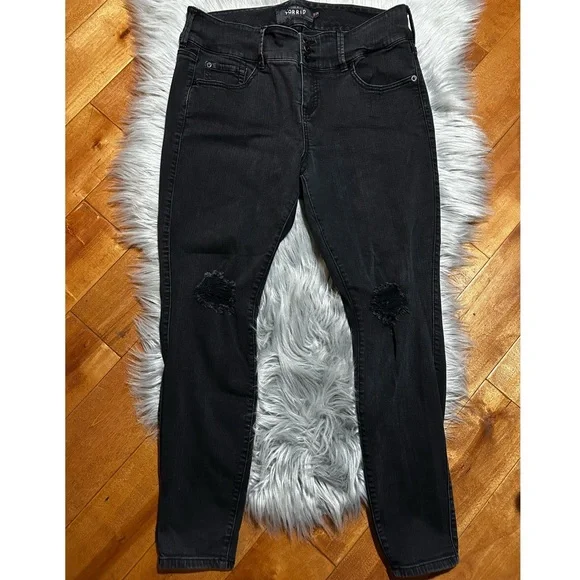 TORRID Premium Stretch Jegging - Distressed Black Wash Size 14R - Picture 4 of 8